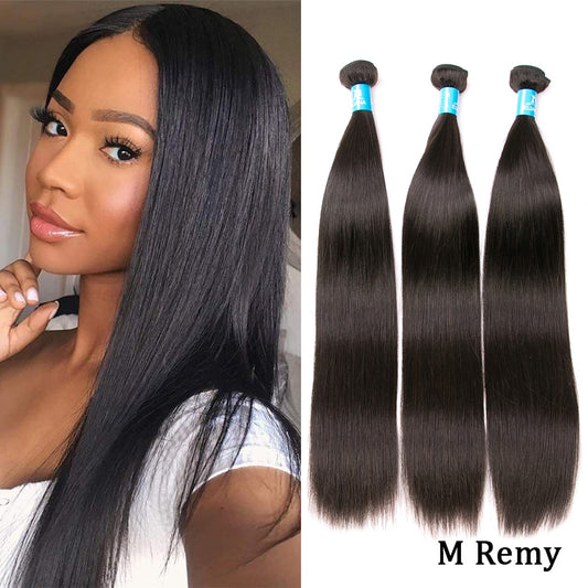 Amanda Hair Brazilian Hair Weave Bundles Straight 3/4 Bundles Deals Natural Color 100% Human Hair Extensions 8-28 Inch Remy Hair